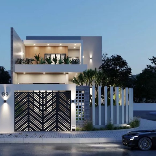 Thiết Kế Nhà Phố Hiện Đại 2 Tầng